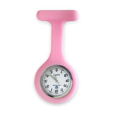 Silicone Nurse Fob Watch Quartz Machinery with Brooch Glow in the Dark Pink