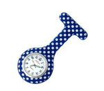 Silicone Nurse Fob Watch Quartz Machinery with Brooch Glow in the Dark Dotty Blue