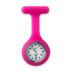 Silicone Nurse Fob Watch Quartz Machinery with Brooch Glow in the Dark Fuchsia