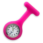 Silicone Nurse Fob Watch Quartz Machinery with Brooch Glow in the Dark Fuchsia