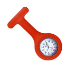 Silicone Nurse Fob Watch Quartz Machinery with Brooch Glow in the Dark Red