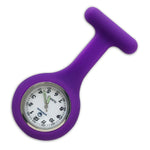 Silicone Nurse Fob Watch Quartz Machinery with Brooch Glow in the Dark Violet