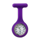 Silicone Nurse Fob Watch Quartz Machinery with Brooch Glow in the Dark Violet