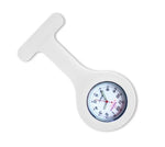 Silicone Nurse Fob Watch Quartz Machinery with Brooch Glow in the Dark White