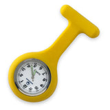 Silicone Nurse Fob Watch Quartz Machinery with Brooch Glow in the Dark Yellow