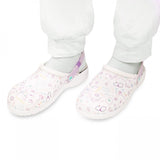 Waterproof Vegan Leather Clogs White Purple