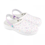 Waterproof Vegan Leather Clogs White Purple