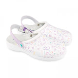 Waterproof Vegan Leather Clogs White Purple