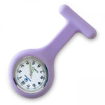 Silicone Nurse Fob Watch Quartz Machinery with Brooch Glow in the Dark Lavender