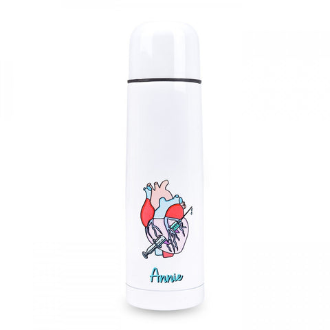 Personalised Custom Name Classic Stainless Steel Thermo Bottle with Cap Rebelheart 700ml