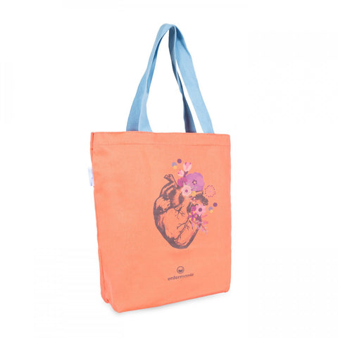 Nurse Tote Bag Canvas with Zippers Cotton Orange Heart