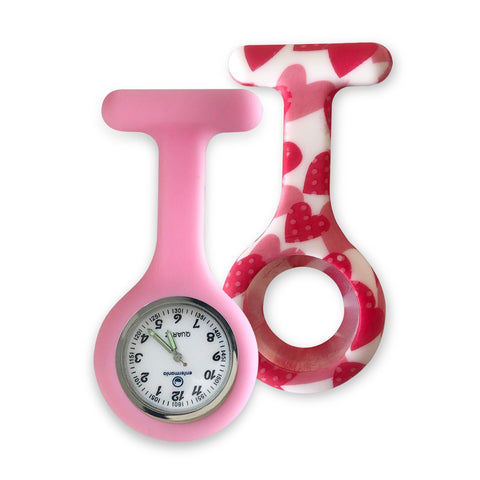 Silicone Nurse Fob Watch Glow in the Dark Pink + Teal Morango Silicone Extra