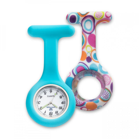 Silicone Nurse Fob Watch Glow in the Dark Ceil Blue + Teal Candy Soft Silicone Extra