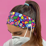 Headband Mask Holder with Buttons 100% Cotton Paisley