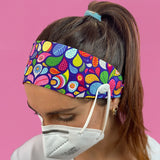 Headband Mask Holder with Buttons 100% Cotton Paisley