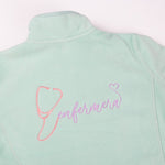 Personalised Custom Name Women Fleece Jacket Sweet Green Design 1