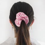 Scrunchie 100% Cotton Soft Elastic Hearts over White