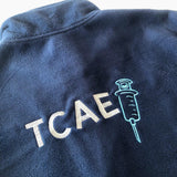 Personalised Custom Name Men Fleece Jacket Navy Blue Design 1 Healthcare Work Uniform TCAE