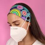 Headband Mask Holder with Buttons 100% Cotton Psicodelia