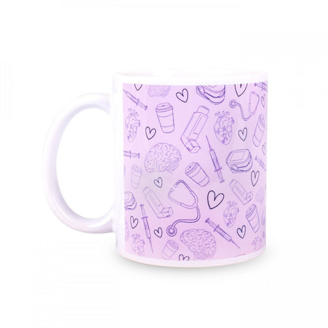 Classic Mug Nurse Print Purple Ceramic El Arte de Cuidar