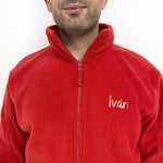 Personalised Custom Name Men Fleece Jacket Red Design 1 Healthcare