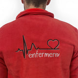 Personalised Custom Name Men Fleece Jacket Red Design 1 Healthcare Uniform