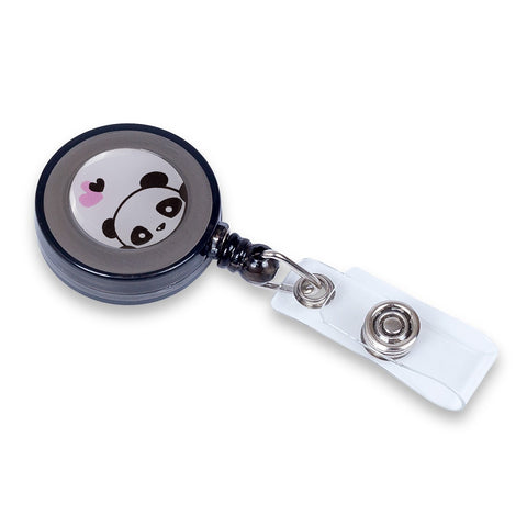 Retractable Clip with Metal Clip & Push-Button for ID Badge, Keys, Scissors Grey