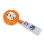 Retractable Clip with Metal Clip & Push-Button for ID Badge, Keys, Scissors Orange