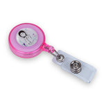 Retractable Clip with Metal Clip & Push-Button for ID Badge, Keys, Scissors Pink Nurse