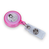 Retractable Clip with Metal Clip & Push-Button for ID Badge, Keys, Scissors Pink Nurse