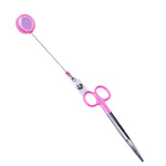 Retractable Clip with Metal Clip & Push-Button for ID Badge, Keys, Scissors Pink