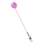 Retractable Clip with Metal Clip & Push-Button for ID Badge, Keys, Scissors Pink