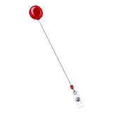 Retractable Clip with Metal Clip & Push-Button for ID Badge, Keys, Scissors Red