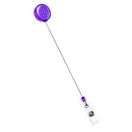 Retractable Clip with Metal Clip & Push-Button for ID Badge, Keys, Scissors Violet