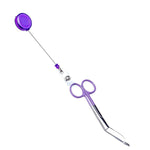 Retractable Clip with Metal Clip & Push-Button for ID Badge, Keys, Scissors Violet