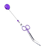 Retractable Clip with Metal Clip & Push-Button for ID Badge, Keys, Scissors Violet