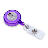 Retractable Clip with Metal Clip & Push-Button for ID Badge, Keys, Scissors Violet