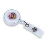 Retractable Clip with Metal Clip & Push-Button for ID Badge, Keys, Scissors White