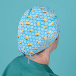 Short Hair Surgical Cap with Adjustable Laces - Bees