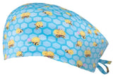 Short Hair Surgical Cap with Adjustable Laces - Bees