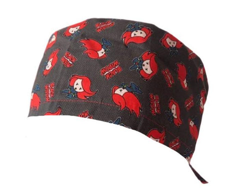 Short Hair Surgical Cap with Adjustable Laces - Black Widow