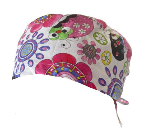 Short Hair Surgical Cap with Adjustable Laces - Bugs