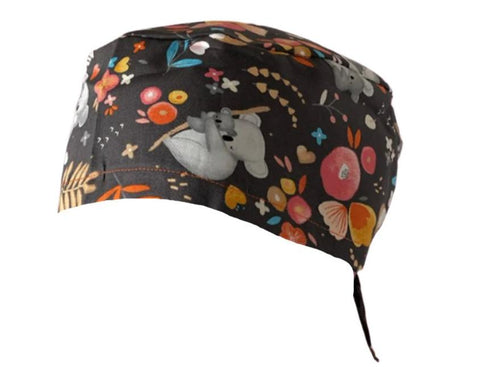 Short Hair Surgical Cap with Adjustable Laces - Grey Koala