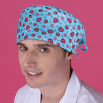 Short Hair Surgical Cap with Adjustable Laces - Hearts and Mushrooms