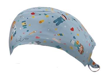 Short Hair Surgical Cap with Adjustable Laces - Nurse Care Aqua