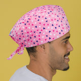 Short Hair Surgical Cap with Adjustable Laces - Strawberry Hearts