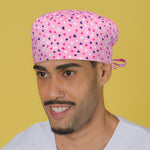 Short Hair Surgical Cap with Adjustable Laces - Strawberry Hearts