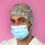 Short Hair Surgical Cap with with Buttons and Adjustable Laces - Alice