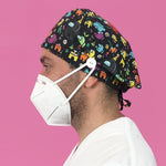 Short Hair Surgical Cap with with Buttons and Adjustable Laces - Among Us