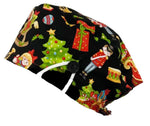 Short Hair Surgical Cap with with Buttons and Adjustable Laces - Christmas Stories